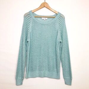 Intermix teal green open knit sweater